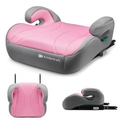 Kinderkraft I-BOOST Bälteskudden, Bilbarnstol, Bilbarnstol, I-Size, 135-150cm, 9 till 12 år, lätt att montera, ergonomisk, extra skum, Rosa
