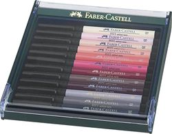 Faber-Castell 267424 - Estuche de 12 rotuladores Pitt Artist Pen tonos de piel, para bocetos y técnicas mixtas