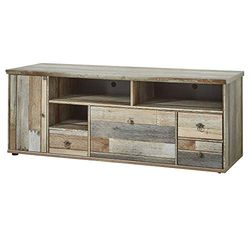 Stella Trading Bonanza - Móveis de TV com aspeto deriva, madeira flutuante de imitação, placa baixa 162 x 61 cm