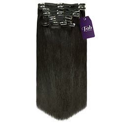 Fab Clip In Remy Full Head Hair Extensions 10-Piece Set 1B-Natural Black 20 inch