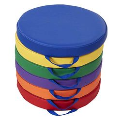 Factory Direct Partners SoftScape Lot de 6 Coussins de Sol Ronds de 38,1 cm avec poignées pour sièges Flexibles, salles de Classe, Mousse de Luxe de 5,1 cm d'épaisseur (6 pièces)