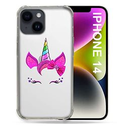 Cokitec Cover trasparente per Iphone 14 (6.1) Unicorno Glitter