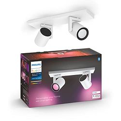 Philips Hue White & Color Ambiance Lampada da soffitto Argenta con due faretti, faretti LED dimmerabili per il sistema Hue, controllo intelligente della luce tramite voce e app.