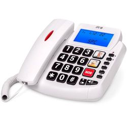 SPC Comfort Volume 2 – Téléphone Fixe Senior Grandes Touches, amplificateur Volume auriculaire, Compatible avec Les appareils auditifs, mémoires directes, Caller ID, Signal Lumineux, Filaire et Mural