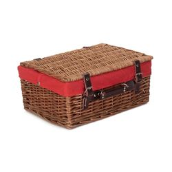 41cm Double Steamed Picnic Wicker Basket with Red Lining