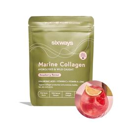 Sixways Marine Collagen Powder, Pure Wild Marine Collagen, Raspberry Flavour, 28 Servings, Healthy Skin Support with Vitamin C, Hyaluronic Acid, Sugar Free, Packaging May Vary