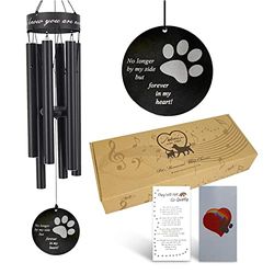 Carillon éolien commémoratif pour Animal de Compagnie, 76,2 cm, Motif Empreintes de Pattes pour Honorer et se Souvenir d'un Chien, ou Autre Animal de Compagnie, de qualité supérieure, Noir