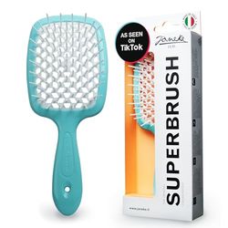 Janeke Superbrush Detangling Brush for Soft Smoothing Hair Brushing with Anti-Static Bristles - Vented Wet Hair Brush for Blow Drying Use - Perfect for Curly, Thick, Wavy, Fine Hair Types (Tiffany)