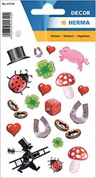 HERMA 15729 Gelukkige stickers voor kinderen, gelukssymbolen met glitter (40 stickers, papier, glinsterend) zelfklevend, permanent hechtende motief-etiketten voor meisjes en jongens, kleurrijk