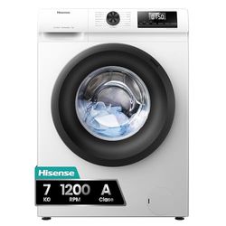 Hisense WFQP701219VM - Lavadora, Class A, 7 Kg, 1200 rpm, Alto 84.5 cm x Ancho 59.5 cm, Blanco