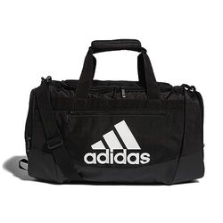 adidas Defender 4.0 duffelväska hållbar atletisk sport gym resväska för män och kvinnor, svart/vit, liten (38 L), försvarare 4 liten duffelväska