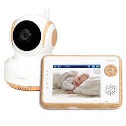 Availand Follow Babymonitor, motoriserad kamera, svängbar, 8,9 cm (3,5 tum) LCD-skärm, internt batteri, automatisk skanningsfunktion, mörkerseende