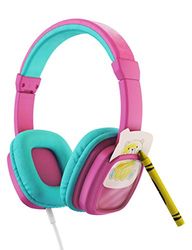 Buddies Hoofdtelefoon voor Kinderen, veilig volume, inbegrepen kleur- en dierkaartjes, oortelefoon voor kinderen, ideaal voor reizen en school, werkt met computer, telefoon, tablet en kindle - roze