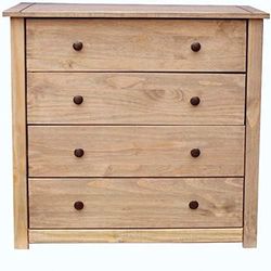 Vida Designs Panama - Cassettiera con 4 cassetti, finitura cerata in rovere naturale