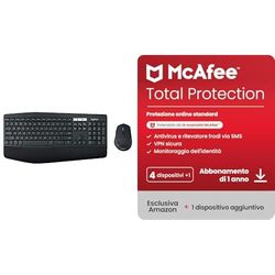 Logitech MK850 | Mouse Wireless, 2.4 GHZ/Bluetooth | Italiano QWERTY - Nero + McAfee Total | 4 + 1 Dispositivo | 12 mesi, download digitale