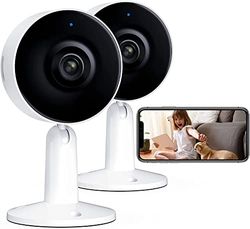 ARENTI 1080P HD Indoor Security Camera Baby Monitor, WiFi Nanny Camera, Wide Angle Pet Camera, Night Vision, 2-Way Audio, AI Human Motion&Sound Detection, Compatible with Alexa and Google (White 2PC)