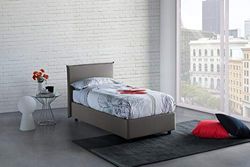 Talamo Italia - Lit double Azue, Lit conteneur avec revêtement en tissu, 100% Made in Italy, Ouverture frontale, convient pour matelas Cm 140x190, Gris