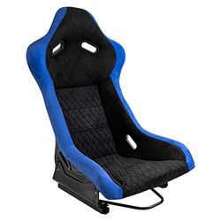 Sedile Sportivo 'LV' - Nero/Azzurro - Schienale Fisso in Poliestere - incl. Slitte