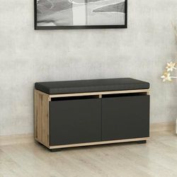 Dmora Brachium Shoe Rack, Multi-Purpose Entrance Cabinet, Shoe Cabinet, 80 x 35 x 42 cm, Walnut and Black