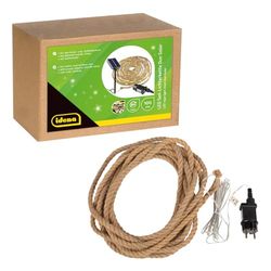 Idena 30520 - Corda di luci a LED con 100 LED in bianco caldo, per uso esterno e interno, lunga circa 9 m, con adattatore solare o di rete, funzione timer di 8 ore, decorazione per casa e giardino