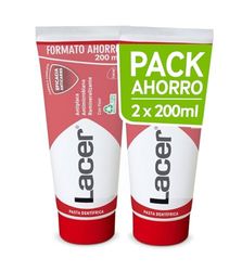 LACER - Pasta do zębów 2 x 200 ml, zapobiega próchnicy, utrzymuje zdrowe usta, wysoka zawartość fluoru, zapobiega tworzeniu się płytki nazębnej, wzmacnia szkliwo, działanie przeciwdrobnoustrojowe