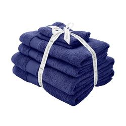 Catherine Lansfield Anti Bacterial Soft & Absorbent Cotton 6 Piece Towel Set Navy Blue