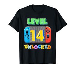 Nivel 14 Videojuego desbloqueado para niños Gaming 14th Birthday Gamer Camiseta