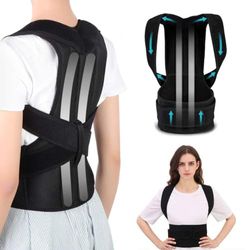 WELLDER Houdingscorrectiebandage lendensteun schouders rug houding heren dames rechte rug borst rechte schouder - verstelbare houdingscorrectiestordel zwart klittenbandsluiting (M)