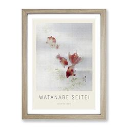The Goldfish By Watanabe Seitei Exhibition Museum Asian Japanese Framed Wall Art Print, Ready to Hang Picture for Living Room Bedroom Home Office Décor, Oak A2 (64 x 46 cm)