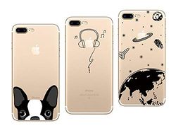 NOVAGO Compatible avec iPhone SE 2020, iPhone 7, iPhone 8 4,7'' Pack de 3 Coques Souples transparetes et Résistantes avec Impression Fantaisie (Multicolore 1)