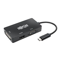 Tripp Lite U444-06N-HDV4KB - Adattatore multiporta USB-C (tipo-C) HDMI, DVI/VGA, USB 3.1 Gen 1, compatibile con Thunderbolt 3, Ultra HD 4K x 2K a 30 Hz, colore: Nero