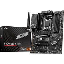 MSI PRO B650-P WIFI Motherboard, ATX - Supports AMD Ryzen 7000 Series Processors, AM5 - DDR5 Memory Boost 6400+MHz/OC, 2 x PCIe 4.0 x16, 2 x M.2 Gen4, Wi-Fi 6E