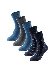 Schiesser Herr 5-pack strumpor-Stay Fresh klassiska strumpor, blåmönstrade, 43/46, Blau Gemustert, 43-46 EU