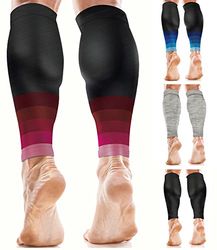 aZengear Calf Compression Sleeves for Men & Women - Shin Splint and Calf Support Brace - Compression Calf Guards - Leg Sleeves for Torn Muscle Cramps (L-XL, Pink Black)