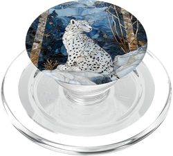 Leopardo De Nieve Paisaje De Invierno Manchado PopSockets PopGrip para MagSafe