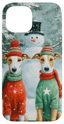 Greyhound Dogs Christmas Snowman Holiday Art Case for iPhone 15