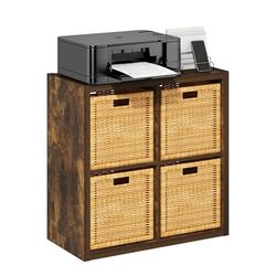 Furinno Organisateur de Rangement décoratif en Cubes Ouverts, 4 Cubes, Pin ambré