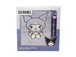 CyP Brands - Hello Kitty, Sanrio, Kuromi, Set regalo, Quaderno, Quaderno di peluche, Penna, Viola, Prodotto ufficiale