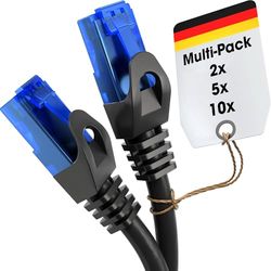 KabelDirekt – 10x 15m – Ethernet Kabel, LAN-kabel, Netwerkkabel – Verkrijgbaar in 0,25-30m (glasvezelsnelheid voor gigabit-netwerken, switch/router/modem met RJ45, zwart/blauw)