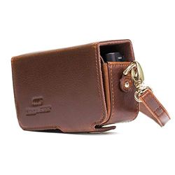MegaGear Capa de couro com cinto para Sony DSC-RX100M V, Sony DSC-RX100M II, Sony DSC-RX100M III, RX100 IV câmaras (castanho escuro)