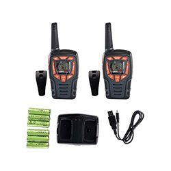 Cobra AM855 Pack of 2 Weather Resistant Walkie Talkies, LED Flashlight, VOX, VibrAlert, up to 10Km Range, over 968 Channels, Power Saving Function and Rechargeable Batteries – Black