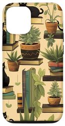 Coque pour iPhone 14 Bibliothèque de livres esthétiques vintage cactus botanique