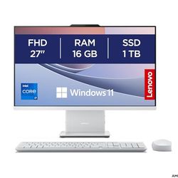 Lenovo IdeaCentre Computer desktop All-In-One, Display 27" FHD, Intel Core i7-13620H, SSD 1T, RAM 16GB, Base ricarica wireless, Speakers, WiFi 6, Windows 11 Home, Mouse + Tastiera - Cloud Grey