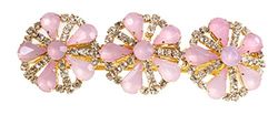 Caravan Pink Rose Design on French Automatic Barrette of Swarovski Rhinestone