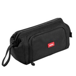 Diboniur School Pencil Case, Large Capacity Pencil Pouch with 3 Compartments, Aesthetic Pencilcase Stationery Organizer for Girls Boys, School Supplies Portable Pencil Bag (Black)