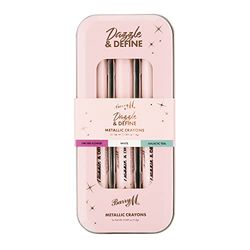 Barry M Dazzle & Define Metallic Crayons, Shade Metallic Brights | x3 Eyeshadow Pens in Orchid, Teal, White