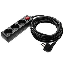 as - Schwabe 11372 - Extensão de 3 tomadas (5 m, H05VV-F 3G1,5, IP20, uso interno), cor preta