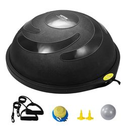 VEVOR Halve oefenbaltrainer, 66 cm baltrainer, 1500 lbs capaciteit stabiliteitsbal, yogabal met weerstandsbanden en voetpomp, krachtfitnessbal voor thuissportschool, full body workout, zwart