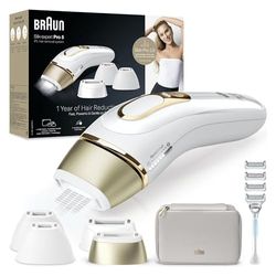 Braun Silk·expert Pro 5 Epilatore LUCE PULSATA, Epilazione A Casa, Alternativa All’Epilazione laser, Con Custodia, Rasoio Donna Venus, 4 Testine, Idea Regalo, Bianco/Oro, PL53580