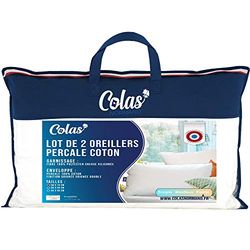 COLAS NORMAND - set med 2 Percale bomullspuddar - fast - 50 x 70 cm - snygg finish - komfort - Percale 100% bomull - överlägsen kvalitet - mjuk - fransk tillverkning - vit 73130222